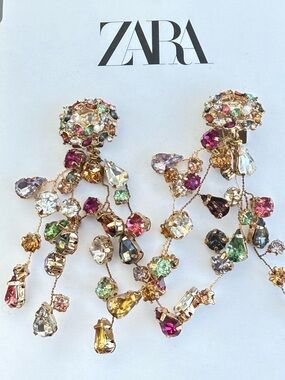 ZARA Gold-Tone Multistone Cascade Drop Earrings